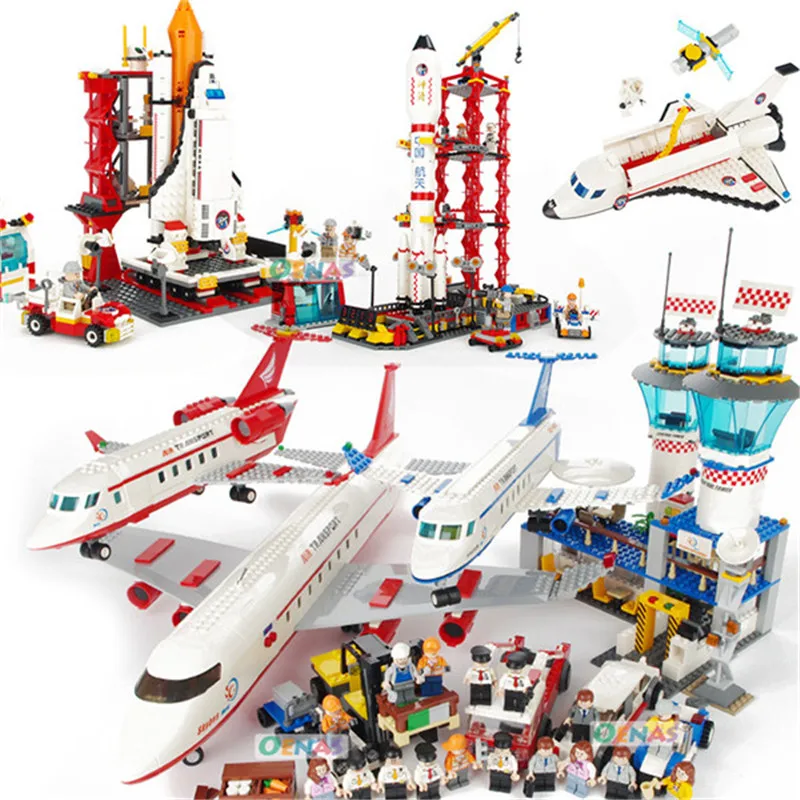 

New Rocket Launch Pad Building Blocks Kit DIY Aerospace Passenger Airplane Airport Assemble Bricks Toys For Children legoings