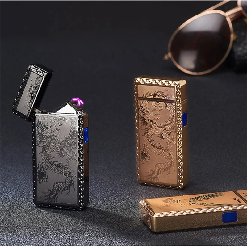Новейшая электронная Usb зарядка двойная дуговая Зажигалка плазменный электронный импульсный Зажигалка китайский Дракон Форма зажигалка гаджеты для меня