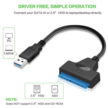 

Hard Drive SSD Accessories Desktops Converter USB 3.0 To 2.5 SATA Storage Device External 5 Gbps Adapter Cable 15 Pin UASP