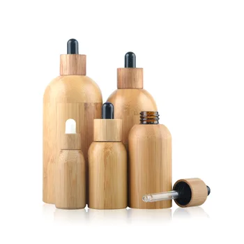 

100ml 120ml essential oil glass dropper bottle with bamboo lid bamboo serum bottle e-liquid all bamboo dropper bottle Essence