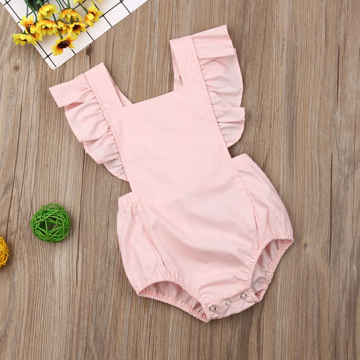 Летний Повседневный однотонный розовый комбинезон для маленьких девочек с