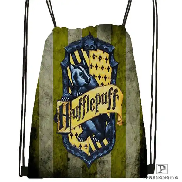 Drawstring Backpack Custom Hufflepuff походная сумка на шнурке милый рюкзак для детей(черная спинка) 31x40 см#180531-03-76 - Цвет: Drawstring Backpack