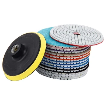 

15Pcs Diamond Polishing Pads Kit 4 Inch Wet/Dry for Granite Stone Concrete Marble Polishing Use Grinding Discs Set