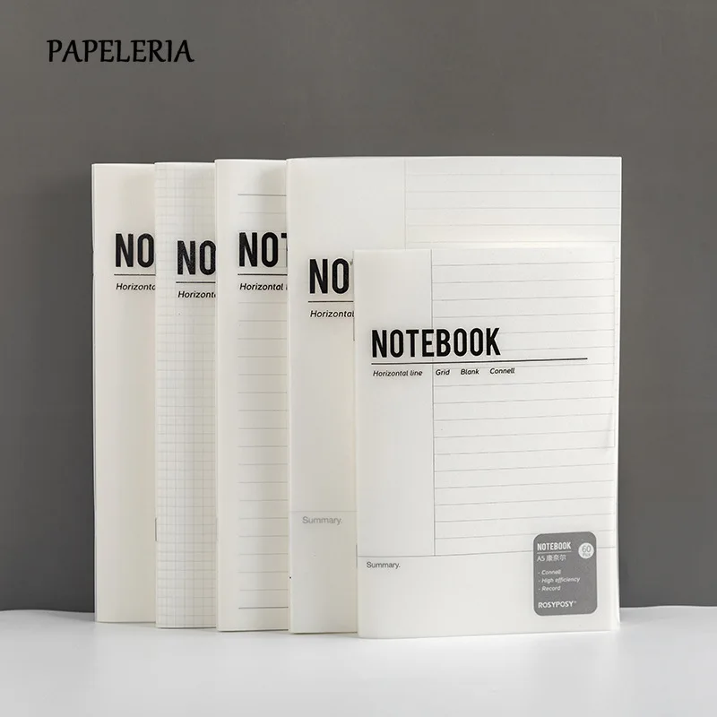 

PAPELERIA A5 Transparent PP Cover Notebook Simple Student Soft Copy Notebook Blank Grid Paper Office School Diary Stationery