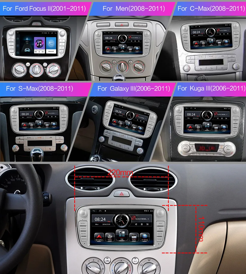 2din фокус Android 9,0 " gps сенсорный русский специальный экран wifi Bluetooth FM Авто Стерео аудио плеер