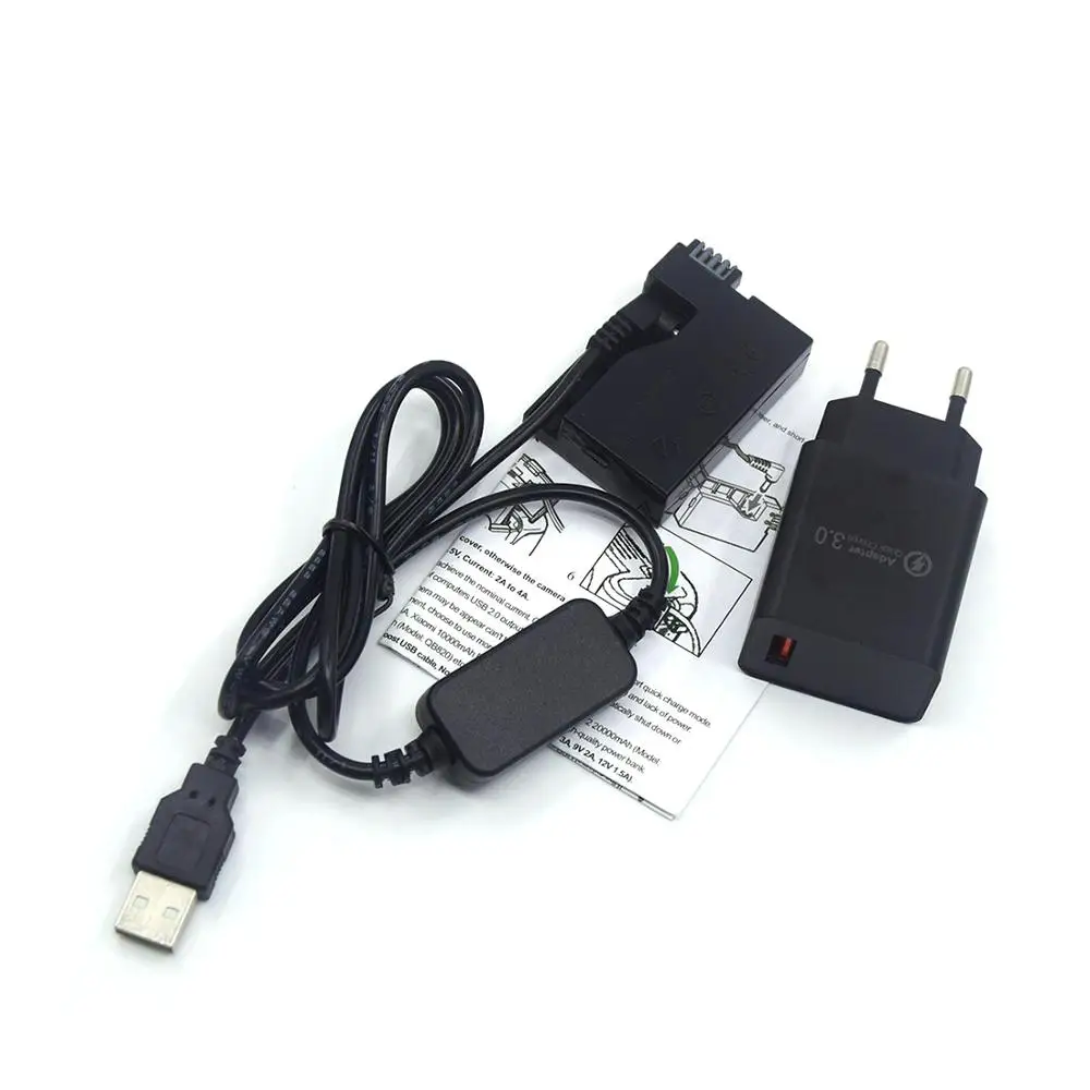 Caricabatterie Usb Qc3.0 + Cavo Usb Ack-E8 + Accoppiatore Dr-E8 Lp-E8 Batteria Fittizia + Caricabatterie Per Canon Eos T2I T3I T4I T5I 550D 600D 650D 