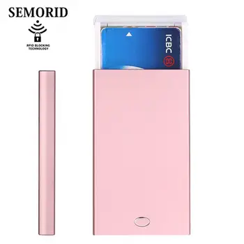 

SEMORID 2020 New Unisex Business Card Holder Aluminum Metal wallet Automatic Pop-up RFID Blocking ID Card Holder Button Purse