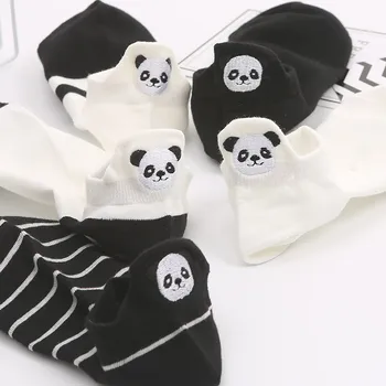

Women Short Socks Cotton Cartoon Kawaii Embroidered Happy Autumn Funny Panda Socks Cute Anklefashion Girl Invisible Socks