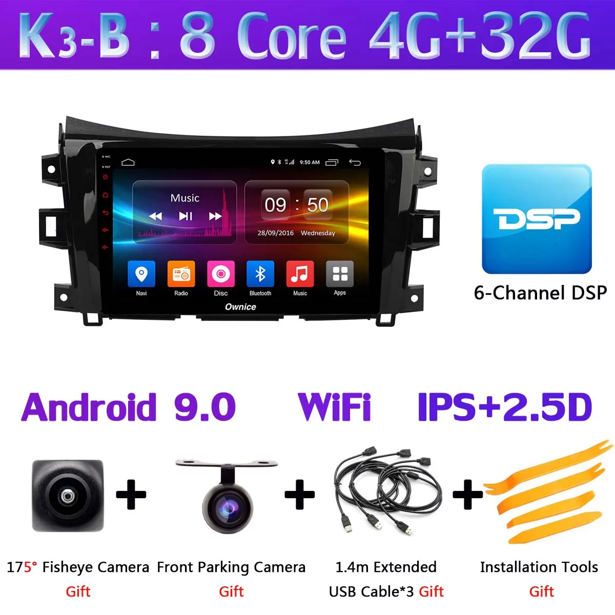 360 ° камера Android 9 4G+ 64G SPDIF DSP Авто CarPlay Автомобильный мультимедийный плеер gps Радио для Nissan Navara NP300 terra Renault Alaskan - Цвет: K3-B