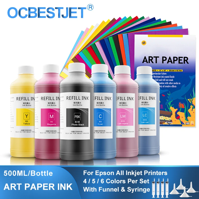 500ml/set Art Paper Pigment Ink Artpaper Ink For Epson T50 P50 L1300