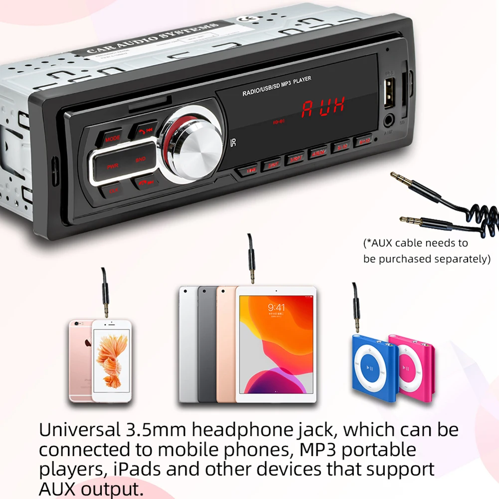 5208E 1 DIN autoraadio FM autoraadio AUX-sisend TF U ketas MP3-mängija vabakäeseade automaatne stereo-multimeediumisisene armatuurseade_voghion.com