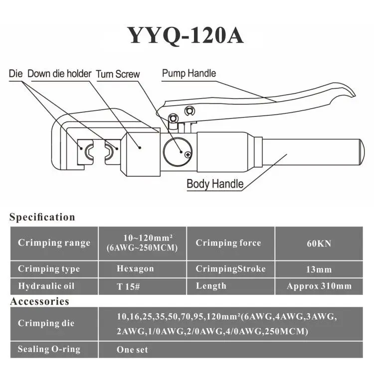 Гидравлический кабельный наконечник Обжимные щипцы, обжимные клещи 10-120mm2 электрическая батарея терминал кабель провода набор инструментов провода