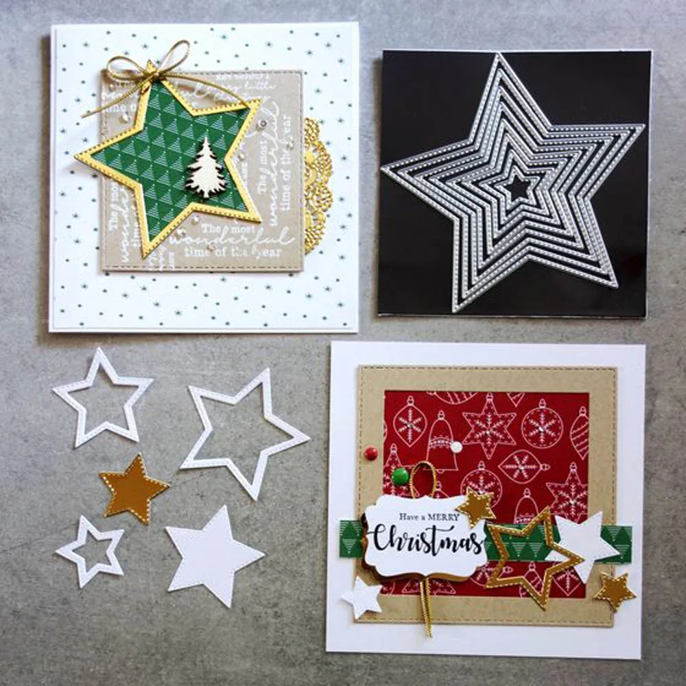 

Christmas Pentagram Dies Scrapbooking Stencils Template for DIY Embossing Paper Photo Album Card Making Metal Dies Cut New 2019