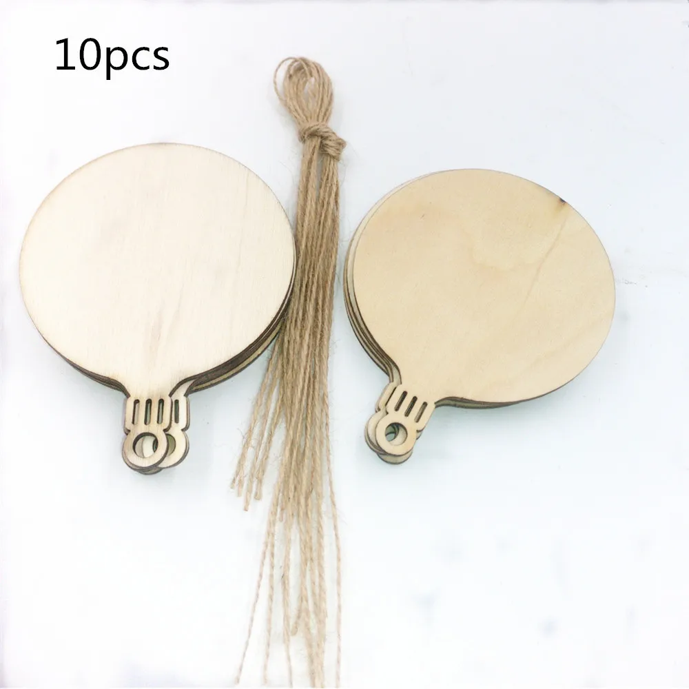 10pcs Wooden Tags Christmas Balls Decor Art Crafts Ornaments DIY Scrapbooking Hang Christmas tree Decorations for Home 