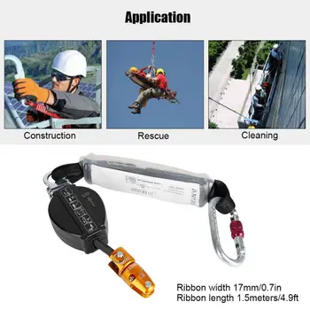 

Retractable Lifeline Fall Protection Belt 4.9ft Webbing with Locking Snap Hook arnes de seguridad en el trabajo
