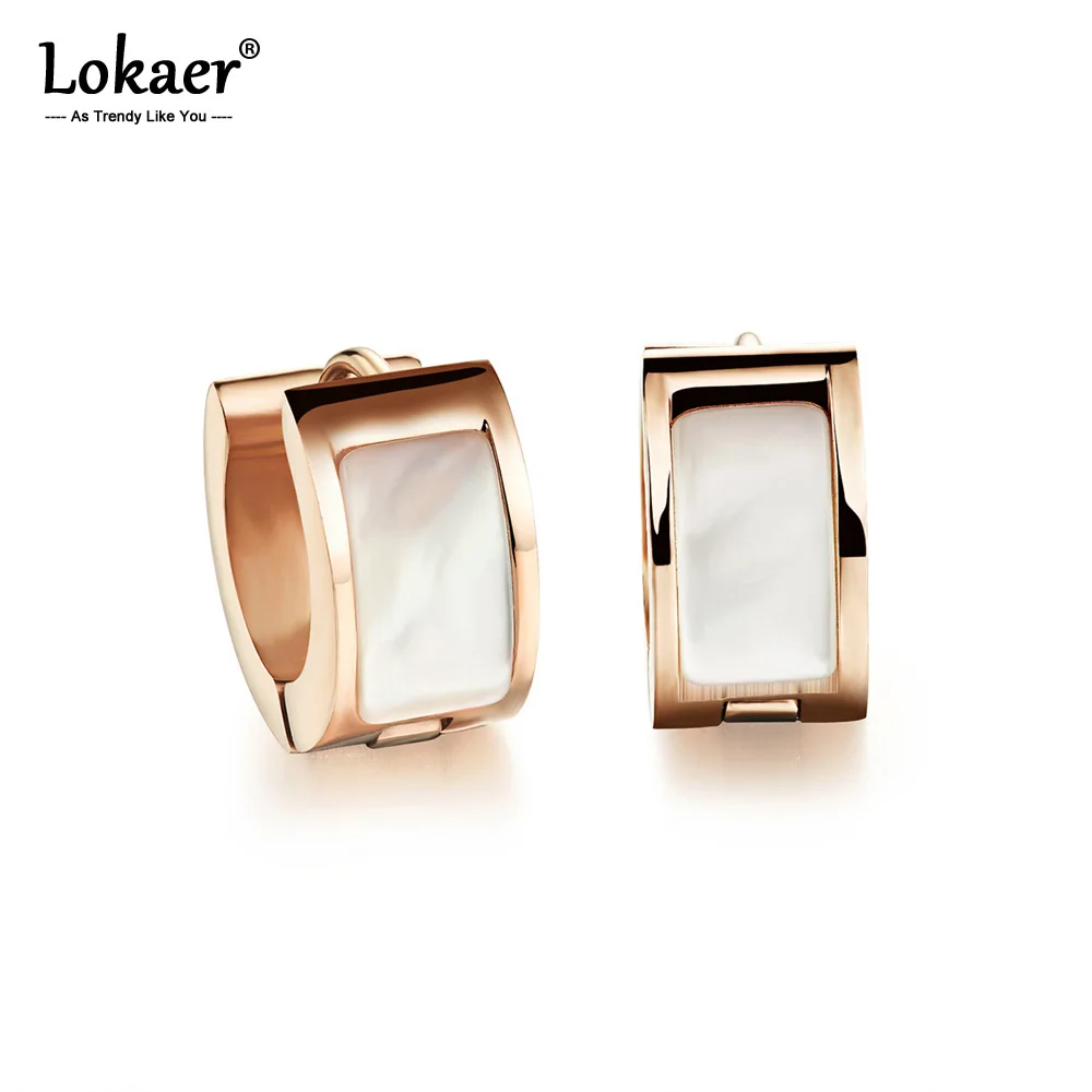Lokaer трендовые серьги кольца классические из нержавеющей стали 316L цвета розового