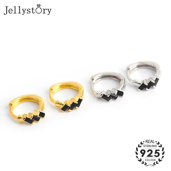 

Jellystory Luxury Silver 925 Jewelry Earrings with Geometric shape Obsidian Gemstones Ear Ring for Women Engagement Wedding Gift