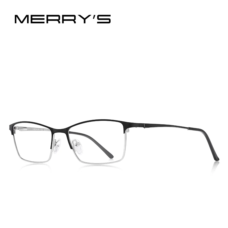 MERRYS, дизайн, сплав, оптические очки,, квадратные, близорукость, по рецепту, очки, оправа для мужчин, металлические очки, очки S2041 - Цвет оправы: C03 Black Silver