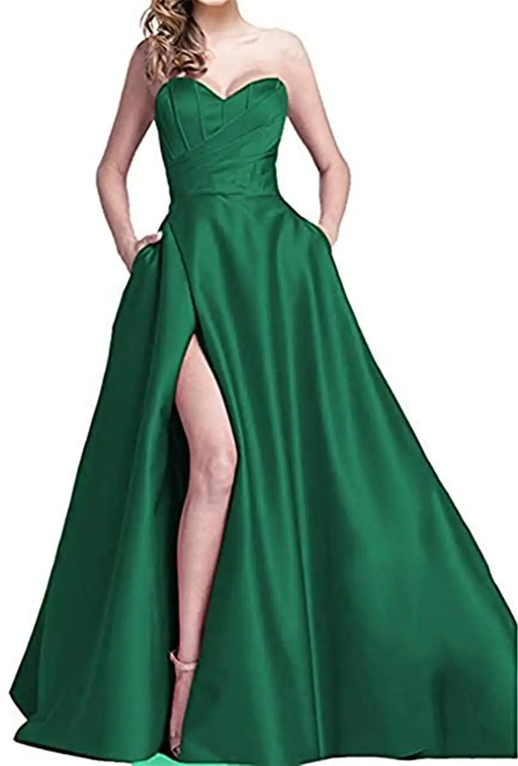 prom & dance dresses Women's Prom Dress Long High Slit A-Line Evening Ball Gowns With Pockets платья для выпускного vestidos de cóctel formales yellow prom dresses Prom Dresses