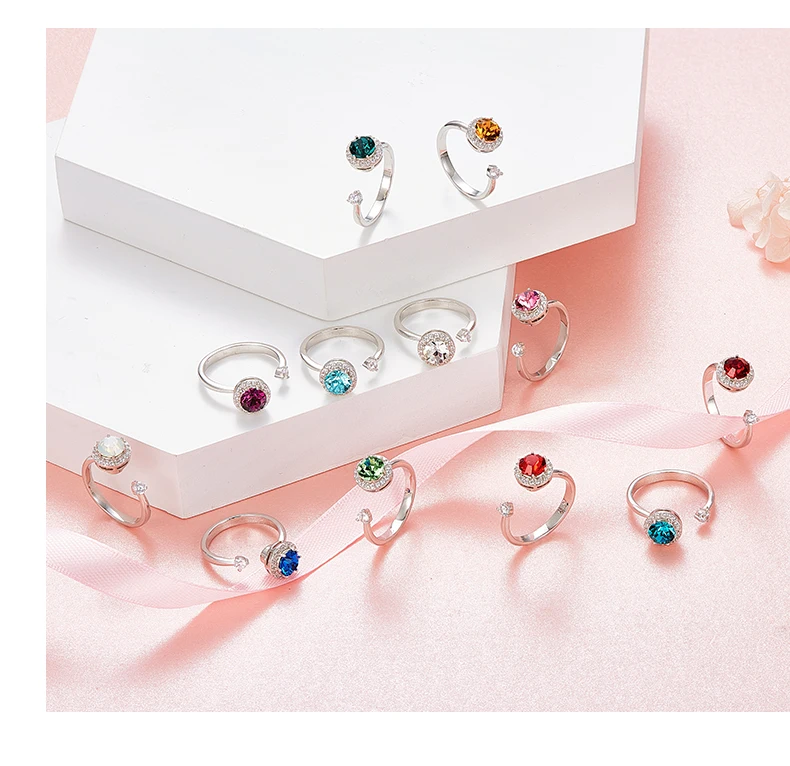 Warme Farben, женские золотые кольца, сделанные с кристаллами Swarovski, регулируемое кольцо, кольцо из розового золота, ювелирные изделия, романтические подарки для женщин
