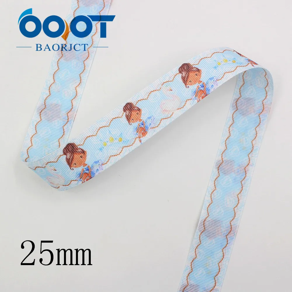 OOOT BAORJCT I-191123-2615, 25 мм 10 ярдов двухсторонний мультфильм девушка корсажные ленты, лук Кепка, одежда, украшения для вечеринки сделанные своими руками