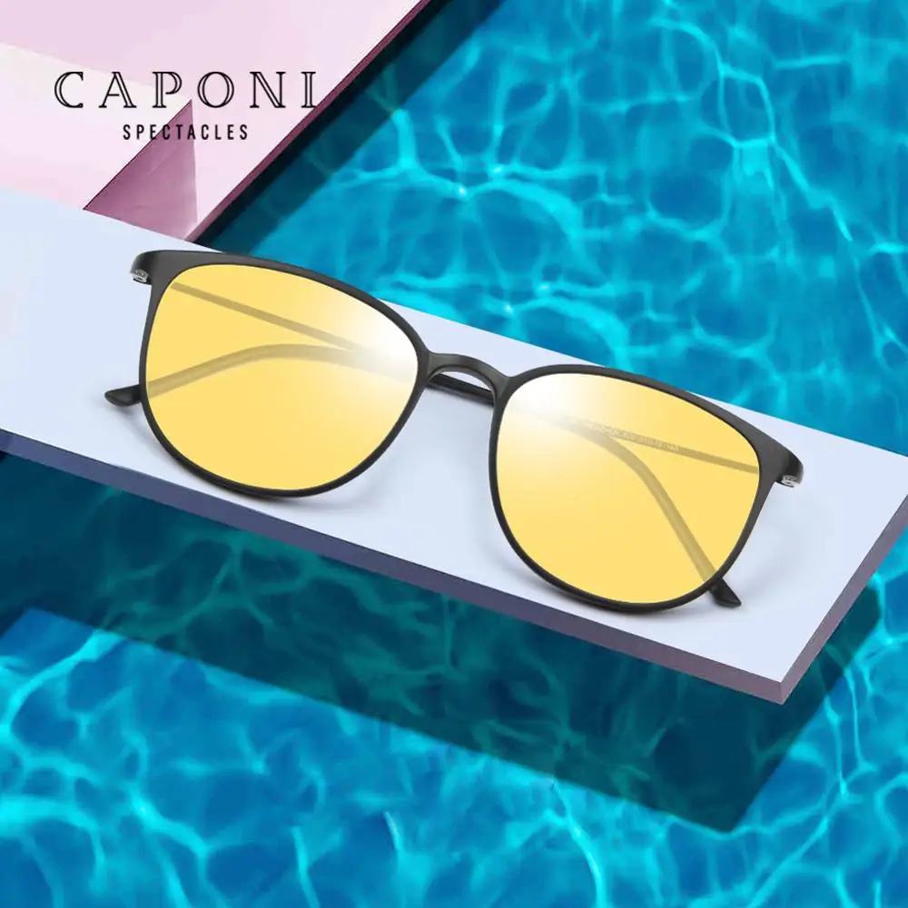 CAPONI овальные фотохромные солнцезащитные очки для женщин, высокое качество, модные очки, день и ночь, поляризованные желтые солнцезащитные очки для мужчин BSYS520