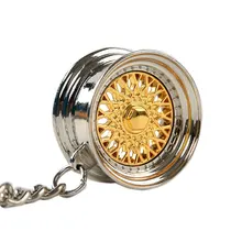 Roda do carro modificado chaveiro prata & ouro bbs roda chaveiro pingente modificado peça de automóvel acessórios do carro personalidade