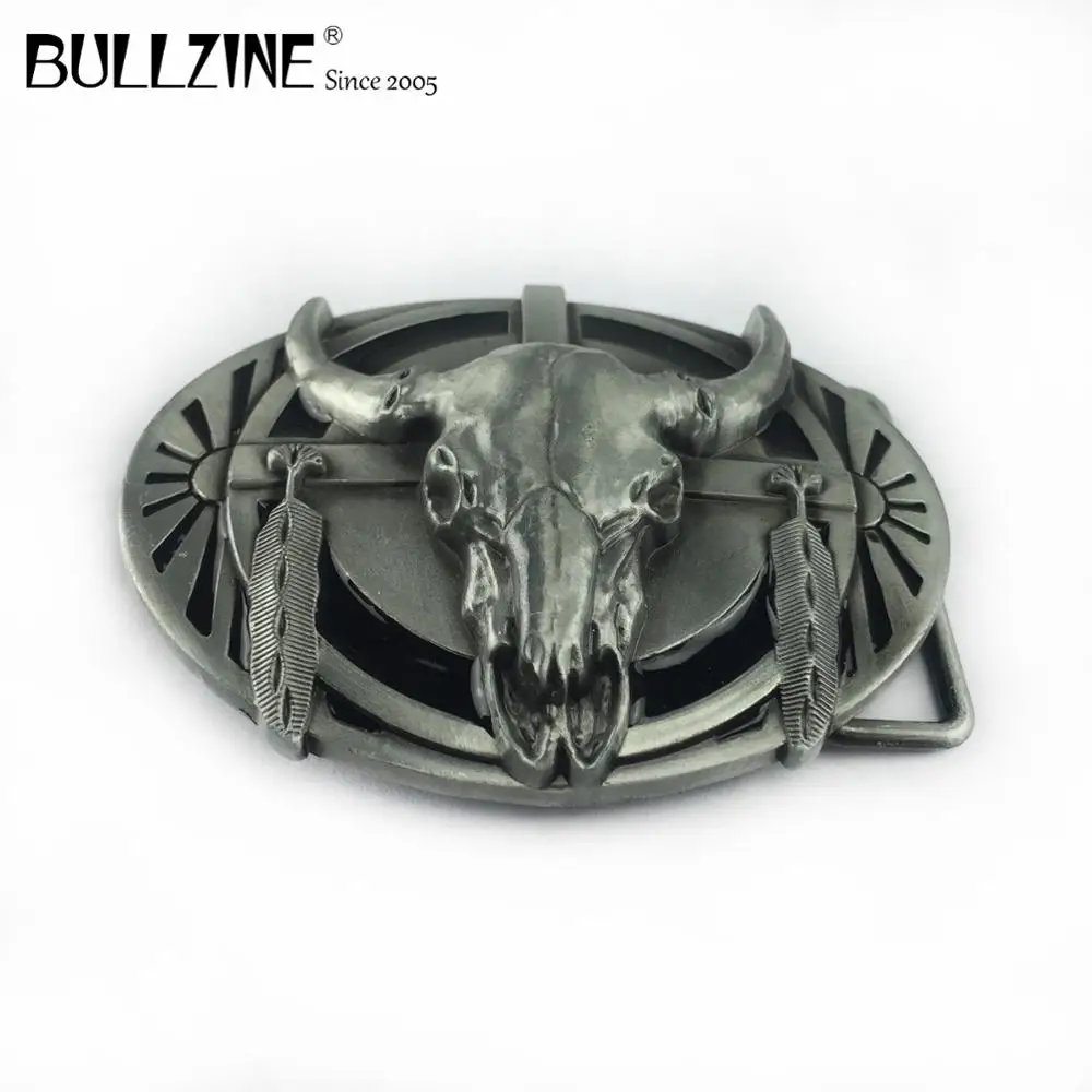 Bullzine цинковый сплав Черная эмалированная пряжка ремня с головой быка Оловянная