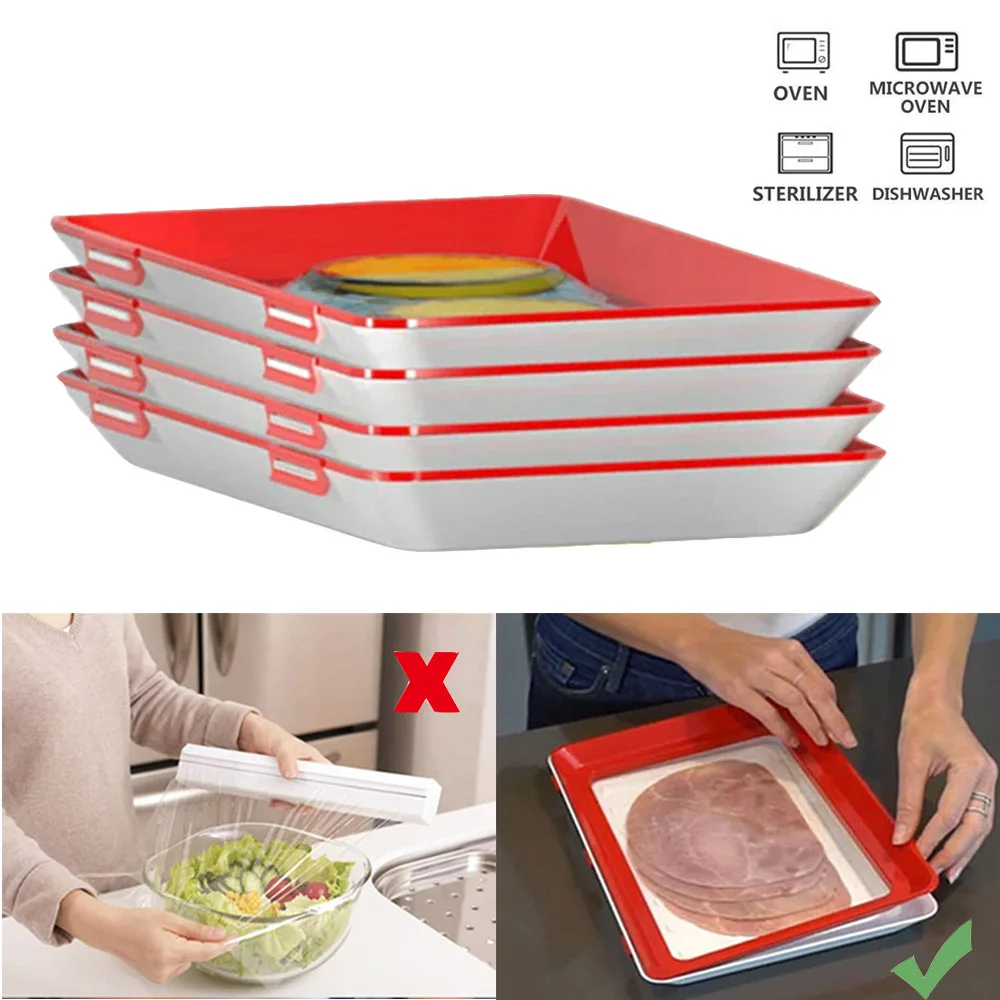 

Clever Tray Creative Kitchen Items Food Storage Container Set Fresh Microwave Cover Foods Plastic Preservation Trays Dropship