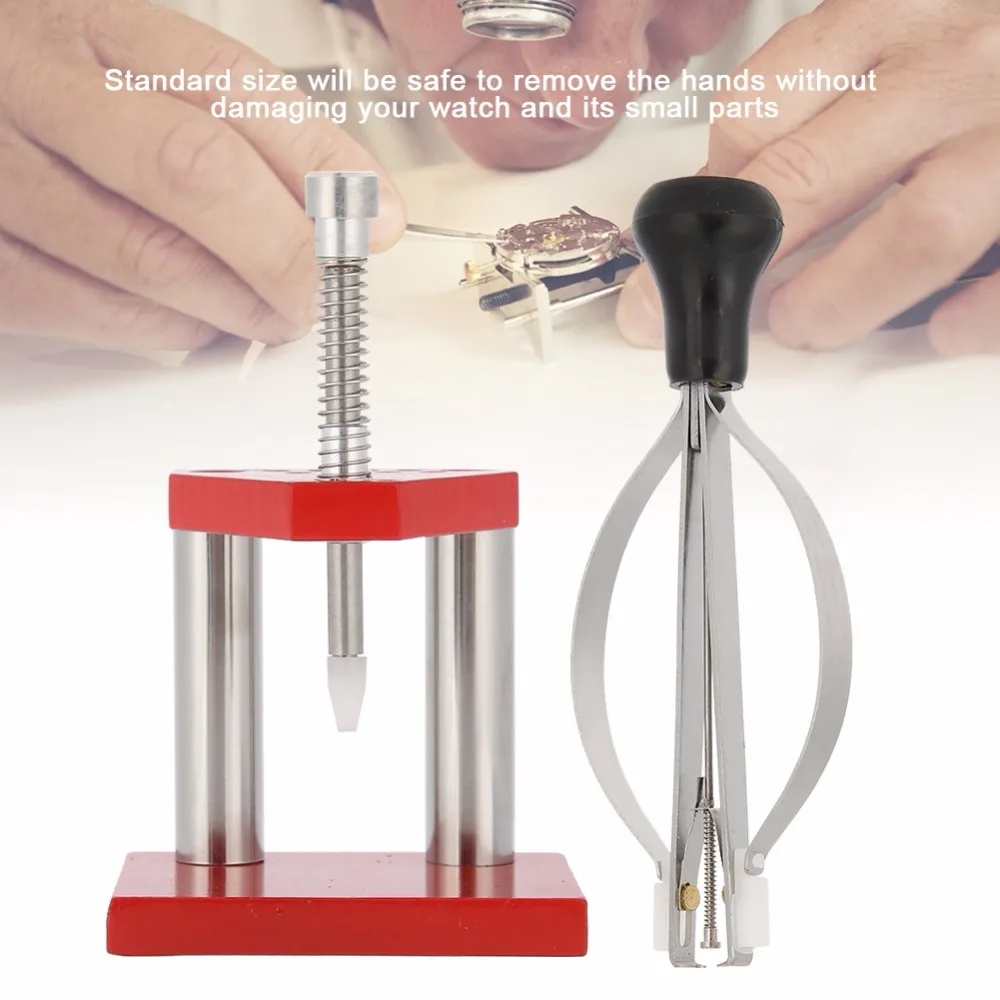 Red Watch Tool Hand Plunger Puller Remover Hand Set Fitter Solid Alloy Steel Watch Repair Tool kit With 10 Plastic Dies afbeelding