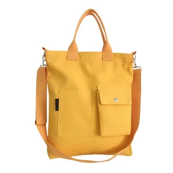 

Fashion new women bag solid color student bag literary one-shoulder diagonal detachable shoulder strap canvas bag