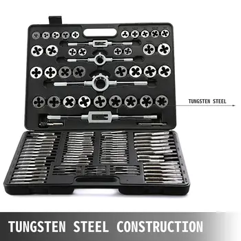 

Tungsten Wrench Tap And Die Set Cutter Kit Metric Steel Screw Bolt Case 110PCS