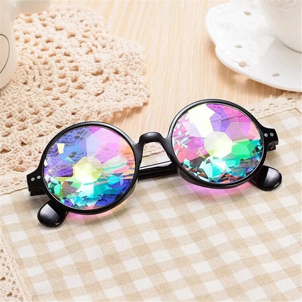 Rave Festival Kaleidoscope Glasses Rainbow Prism Sunglasses for Women Men -  Yellow+white - C118SS383DN