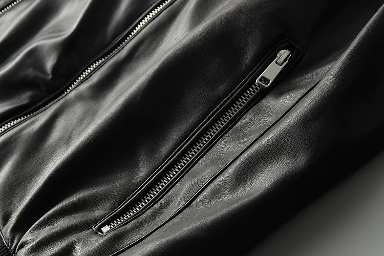 Kb49 мужская одежда Стиль Стенд воротник Slim Fit кожаная куртка пальто Мужская мода