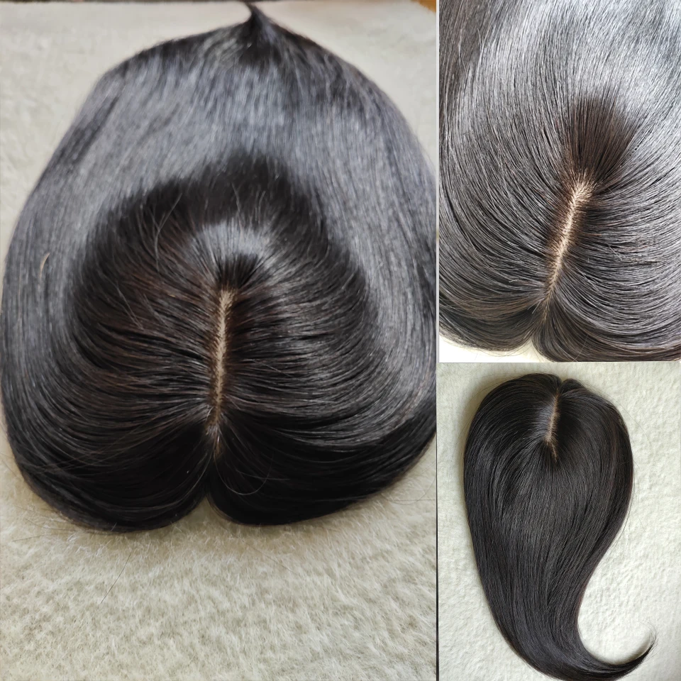 Precio bajo Tupé de mujer de pelo humano de 14 pulgadas, 13x15cm con línea de pelo Natural, parte media, Base de seda, Clips para peluquín, volumen NRwoeEpnOOx