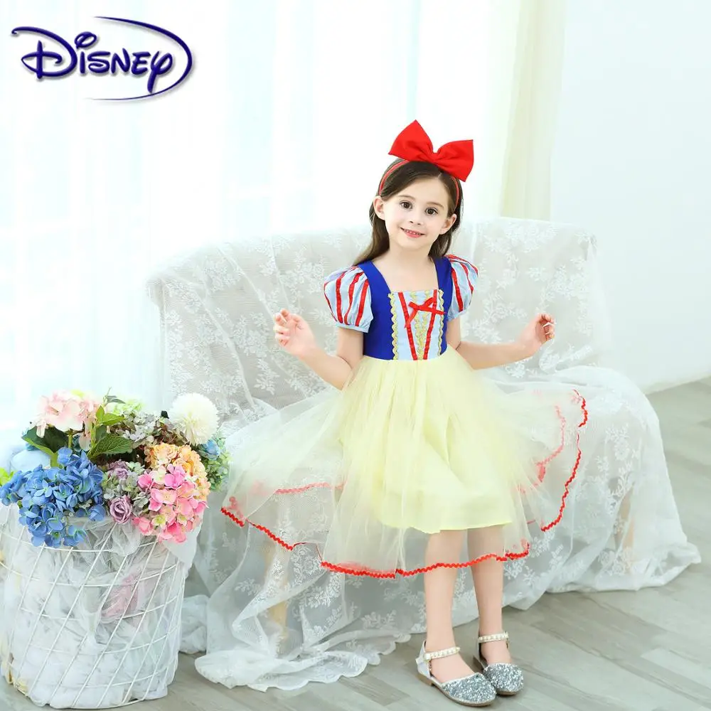 Disney/милое детское платье из хлопка для девочек; сезон лето; новое платье с короткими рукавами и пышными рукавами для костюмированной вечеринки