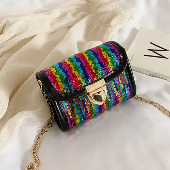 

2020 New Shoulder Bag Chains Messenger Bag Fashion Glitter Sequins Handbag Leisure Personality Handbags Small Square Women Bag