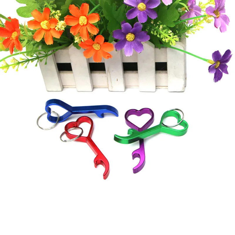 

Wine Cap Opener Aluminium Alloy Keychain Beer Cap Bottle Opener Heart Shaped Kitchen Bar Tools Accessories