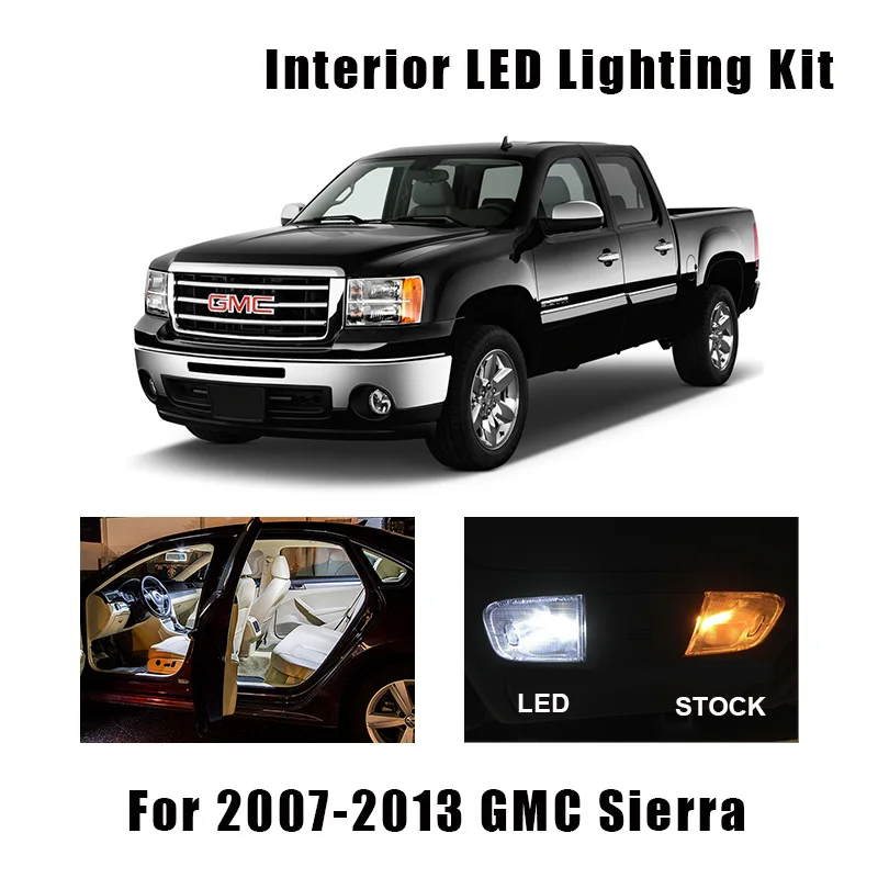 Blue LED Interior Light Package Replacement Kit for 2007-2013 GMC Sierra 10 bulb