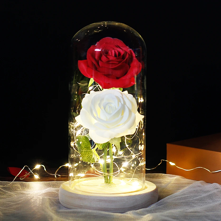 Новый позолоченный светодиодный светильник Beauty And The Beast с двумя розами в