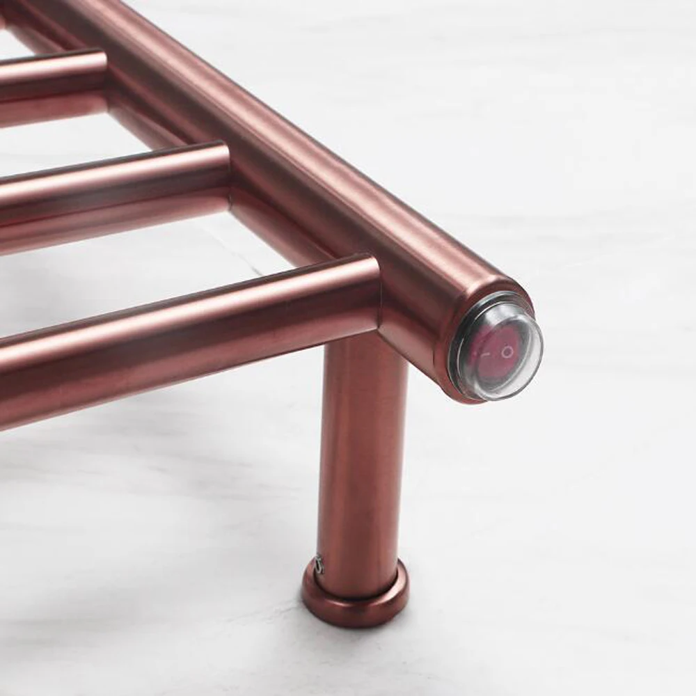 Luxurious Rose gold heated towel rack 304 stainless steel towel warmer wall mount warmer rack for bathroom 88W