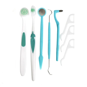 

8Pcs/Set Oral Care Tooth Brush Kit Clean Teeth Mirror Pick Tooth Stain Eraser Tartar Remover Dental Floss Oral Hygiene Tool