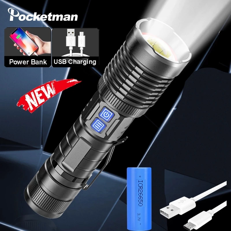 Powerful LED XHP99 Flashlight Tactical XHP50 USB Rechargeable Torch Waterproof Hand Light for Camping | Освещение