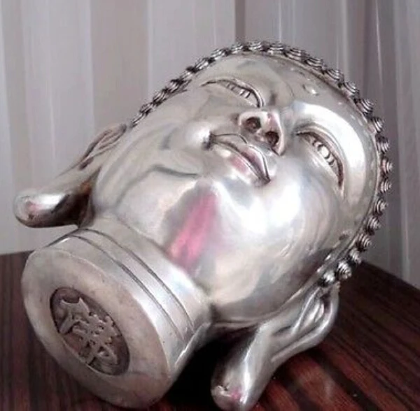 522+++ тибетский буддис shakyamuni Бронзовая статуя головы Будды