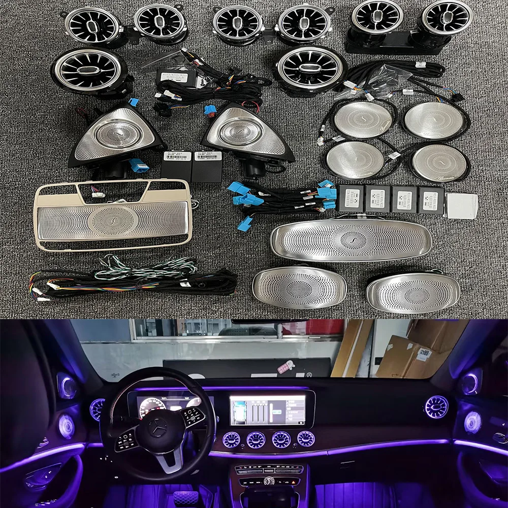 

64 Colors LED Air Vents 3D Rotating Tweeter Speaker For Mercedes Benz W213 E-Class AMG E43 E53 E250 Interior Ambient Light