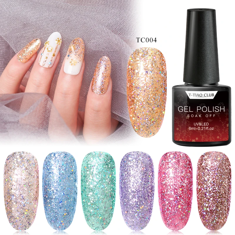 

Color Glitter Gel Nail Polish Holographic Colorful Glitter Sequins Soak Off UV LED Gel Varnish Nail Gel Polish Nail Art Lacquer