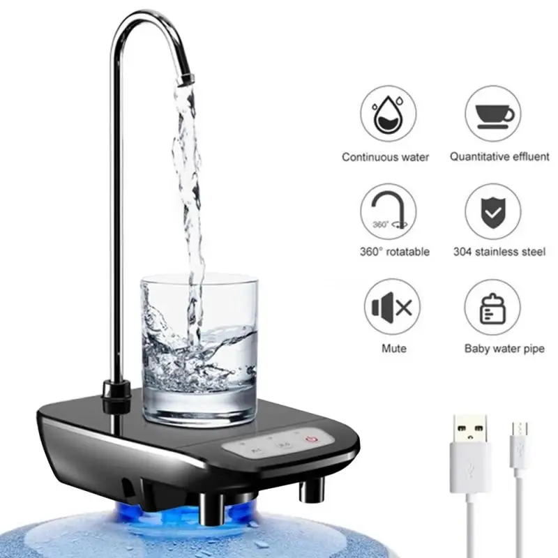 

Диспенсер для воды, новый электрический с лотком, USB, перезаряжаемый, автоматический насос, ведро, диспенсер для бутылок, беспроводной портативный