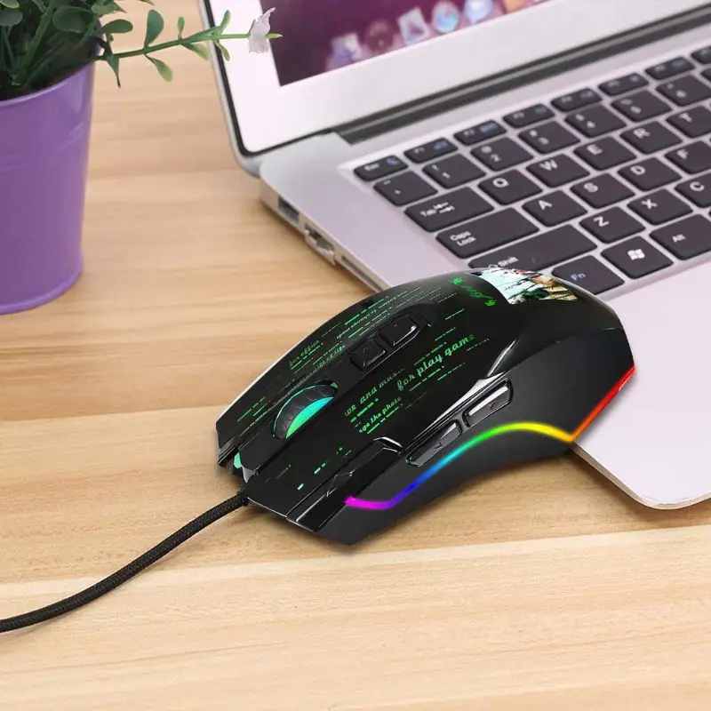 

H7JA 10000DPI 7 Buttons USB Wired Gaming Mouses RGB Gaming Mouse with Display Screen 6 Adjustable DPI for Desktop PC Laptop