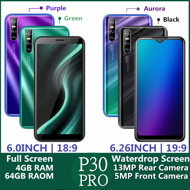 Оригинальные мобильные телефоны P30 Pro, 4 Гб ОЗУ, 64 Гб ПЗУ, Android, смартфоны, 13 МП, Celulares, разблокированные сотовые телефоны