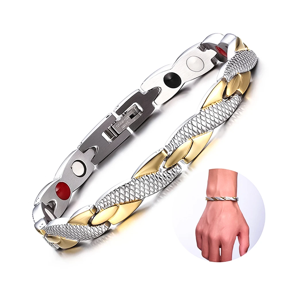 Здоровый Магнитный браслет для женщин, силовая терапия, витые магниты, Магнетитовые браслеты, браслеты для мужчин, ювелирные изделия из нержавеющей стали